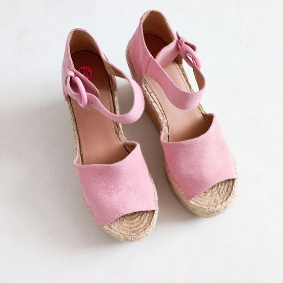 Marc Fisher suede pink wedge platform espadrille sandals - Picture 4 of 16